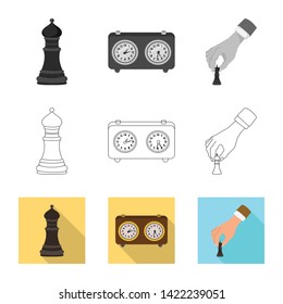 Vector illustration of checkmate and thin logo. Collection of checkmate and target stock symbol for web.