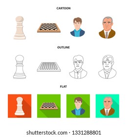 Vector illustration of checkmate and thin sign. Set of checkmate and target stock vector illustration.