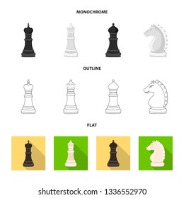 Vector illustration of checkmate and thin sign. Set of checkmate and target stock symbol for web.