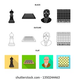 Vector illustration of checkmate and thin sign. Collection of checkmate and target stock vector illustration.