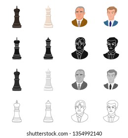 Vector illustration of checkmate and thin sign. Set of checkmate and target stock symbol for web.