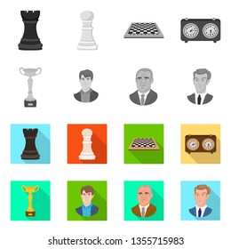 Vector illustration of checkmate and thin sign. Collection of checkmate and target vector icon for stock.