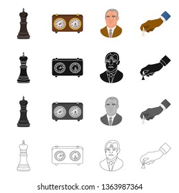 Vector illustration of checkmate and thin sign. Set of checkmate and target vector icon for stock.