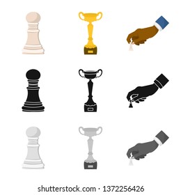 Vector illustration of checkmate and thin sign. Set of checkmate and target stock symbol for web.