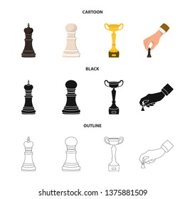 Vector illustration of checkmate and thin sign. Collection of checkmate and target stock symbol for web.