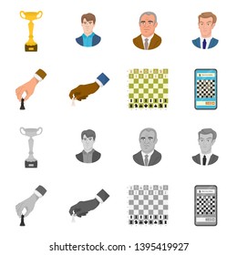 Vector illustration of checkmate and thin sign. Collection of checkmate and target stock symbol for web.