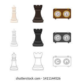 Vector illustration of checkmate and thin sign. Set of checkmate and target stock vector illustration.