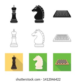 Vector illustration of checkmate and thin sign. Collection of checkmate and target stock vector illustration.