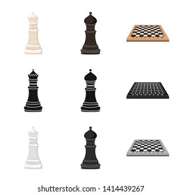 Vector illustration of checkmate and thin sign. Collection of checkmate and target stock symbol for web.