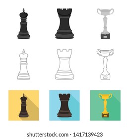 Vector illustration of checkmate and thin sign. Collection of checkmate and target vector icon for stock.
