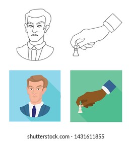 Vector illustration of checkmate and thin sign. Collection of checkmate and target stock symbol for web.