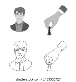 Vector illustration of checkmate and thin sign. Collection of checkmate and target stock vector illustration.