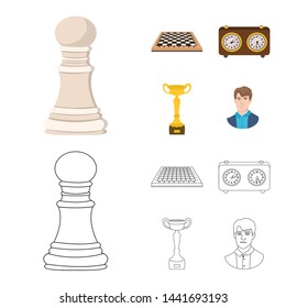 Vector illustration of checkmate and thin sign. Collection of checkmate and target stock vector illustration.