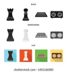 Vector illustration of checkmate and thin sign. Collection of checkmate and target stock symbol for web.
