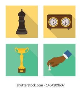Vector illustration of checkmate and thin sign. Set of checkmate and target stock vector illustration.