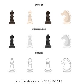 Vector illustration of checkmate and thin sign. Set of checkmate and target stock symbol for web.
