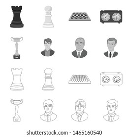 Vector illustration of checkmate and thin sign. Collection of checkmate and target vector icon for stock.