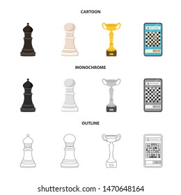 Vector illustration of checkmate and thin sign. Collection of checkmate and target stock symbol for web.