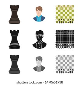 Vector illustration of checkmate and thin sign. Collection of checkmate and target vector icon for stock.