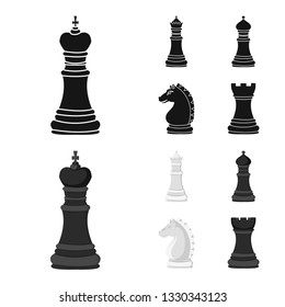 Vector illustration of checkmate and thin symbol. Set of checkmate and target vector icon for stock.