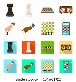 Vector illustration of checkmate and thin symbol. Collection of checkmate and target stock symbol for web.