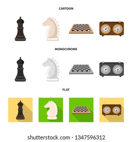 Vector illustration of checkmate and thin symbol. Collection of checkmate and target stock symbol for web.
