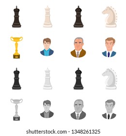 Vector illustration of checkmate and thin symbol. Set of checkmate and target stock symbol for web.