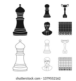 Vector illustration of checkmate and thin symbol. Collection of checkmate and target stock vector illustration.
