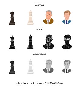 Vector illustration of checkmate and thin symbol. Set of checkmate and target vector icon for stock.