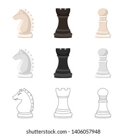 Vector illustration of checkmate and thin symbol. Set of checkmate and target stock vector illustration.