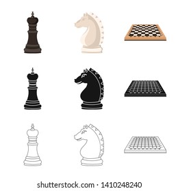 Vector illustration of checkmate and thin symbol. Collection of checkmate and target stock symbol for web.