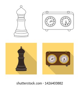 Vector illustration of checkmate and thin symbol. Collection of checkmate and target stock vector illustration.