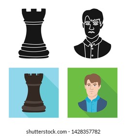 Vector illustration of checkmate and thin symbol. Set of checkmate and target vector icon for stock.