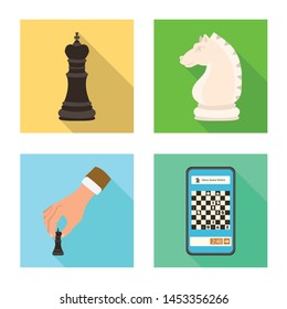 Vector illustration of checkmate and thin symbol. Set of checkmate and target vector icon for stock.