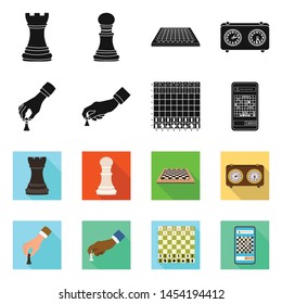 Vector illustration of checkmate and thin symbol. Collection of checkmate and target stock vector illustration.