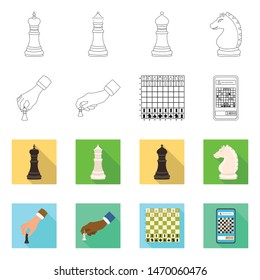 Vector illustration of checkmate and thin symbol. Collection of checkmate and target vector icon for stock.