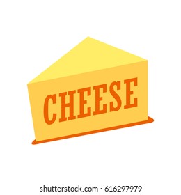 Vector Illustration of Cheddar Cheese Piece isolated on white background.