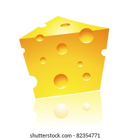 Vector Illustration of Cheddar Cheese with Reflection