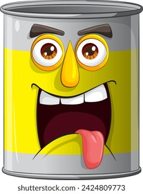 Vector illustration of a cheerful animated paint can