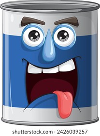 Vector illustration of a cheerful animated paint can