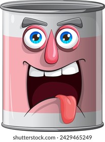 Vector illustration of a cheerful animated paint can