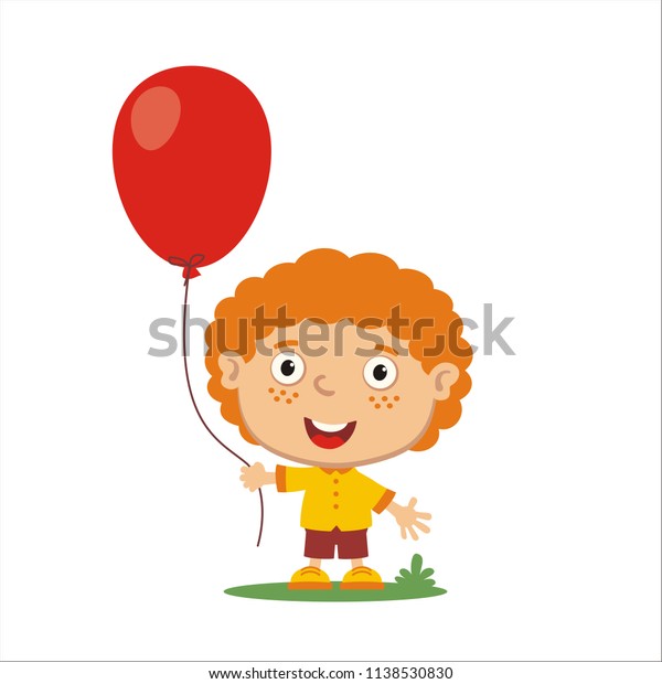 Vector Illustration Cheerful Boy Red Hair Stock Vector Royalty