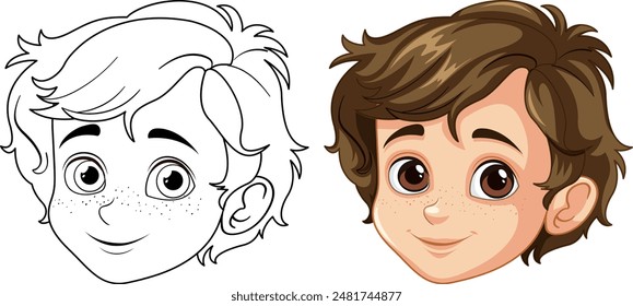 Ilustración vectorial de la cara de un niño alegre
