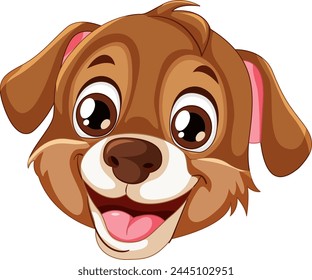 Vector illustration of a cheerful brown dog