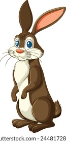 Vector illustration of a cheerful brown rabbit
