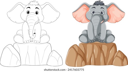 Vector illustration of a cheerful cartoon elephant
