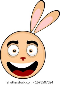 Vector illustration of a cheerful cartoon rabbit face