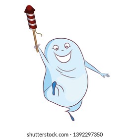 vector illustration of a cheerful character with pitard rocket