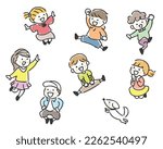 Vector illustration of cheerful children.