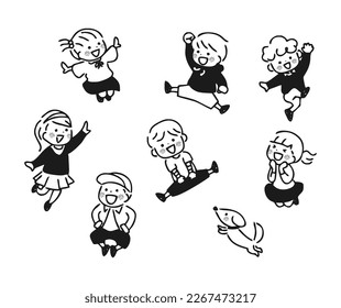 Vector illustration of cheerful children.